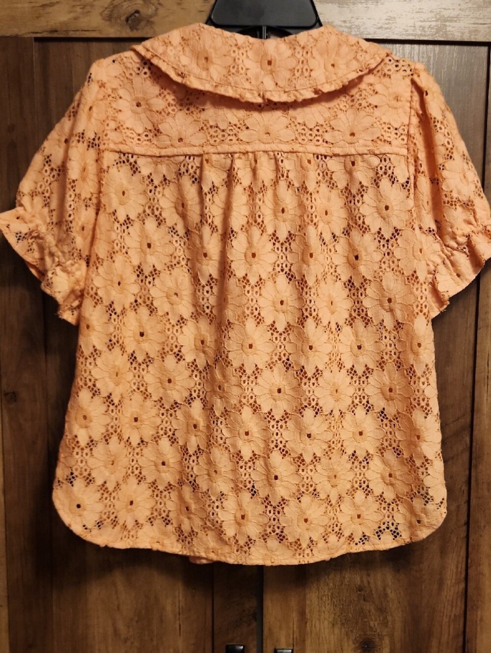 Pilcro Peach Eyelet Peter Pan Collar Keira Blouse - Picture 6 of 11